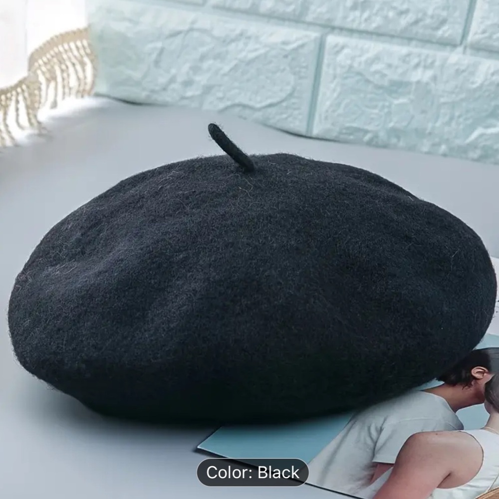 Black French Parisian Style Beret OSFM